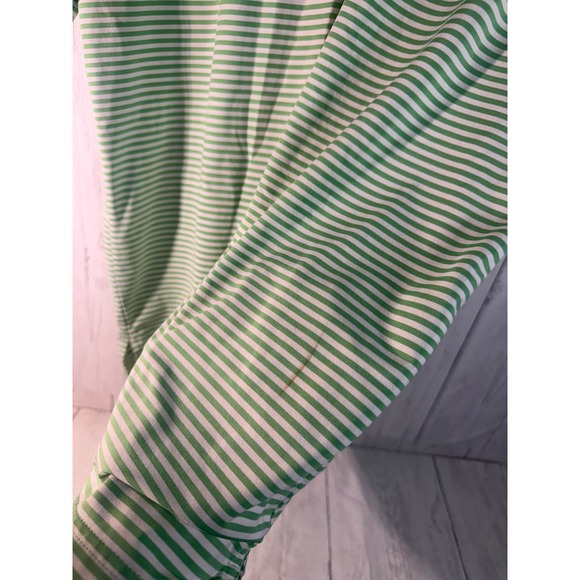 Peter Millar Summer Comfort Mens Medium Green White Striped Golf Polo Shirt M - Picture 6 of 7